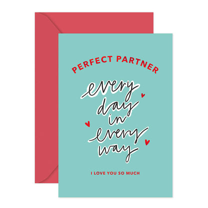 Hallmark Valentine's Day Card - Perfect Partner with red envelope, featuring heartfelt message and love heart illustrations