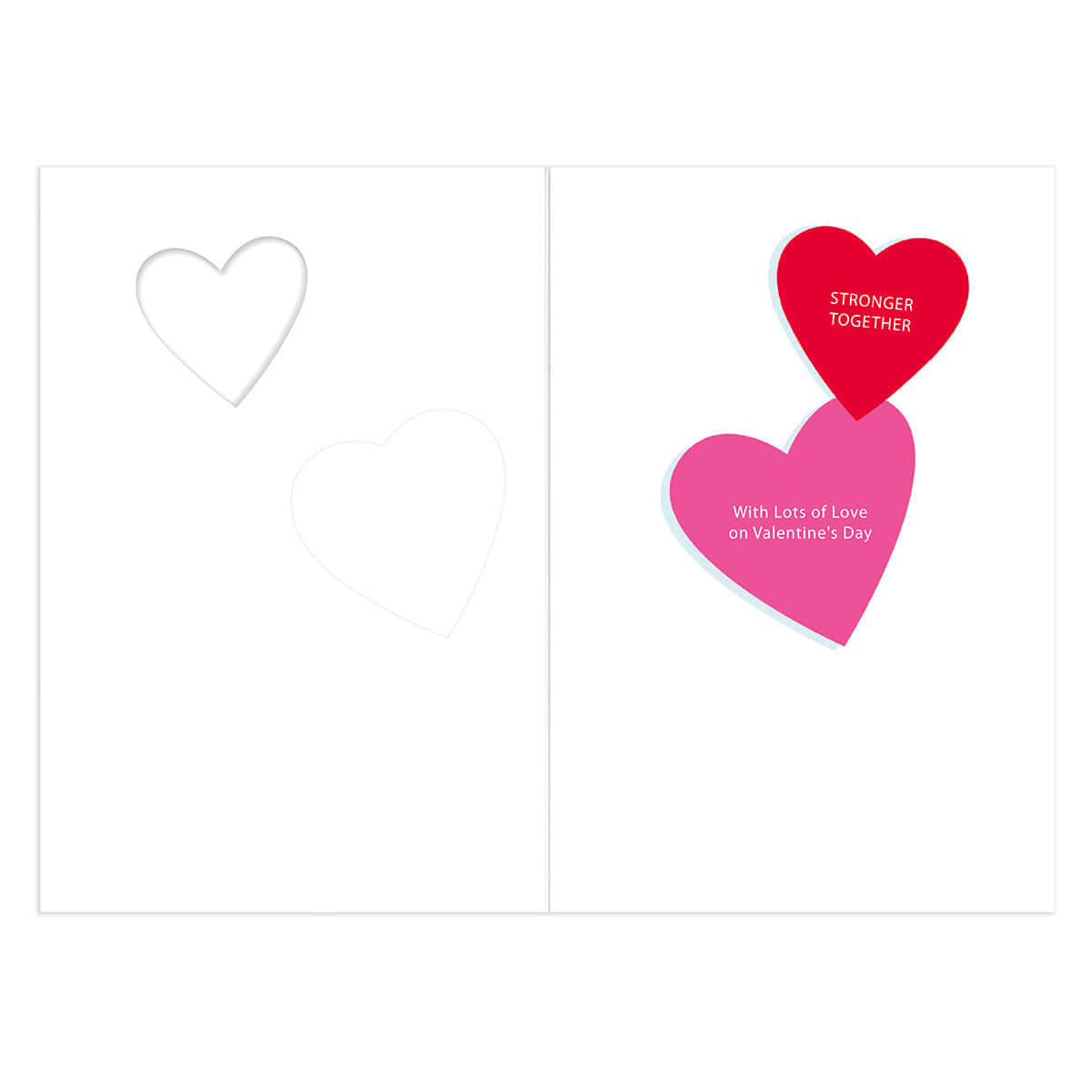 Hallmark Valentine's Day Card - Stronger Together featuring colourful heart cut-outs and layered messages for Valentine's Day.