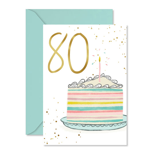 Hallmark 80th Birthday Card - Colourful Cake