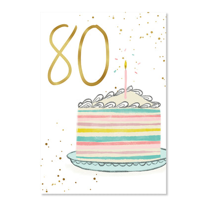 Hallmark 80th Birthday Card - Colourful Cake