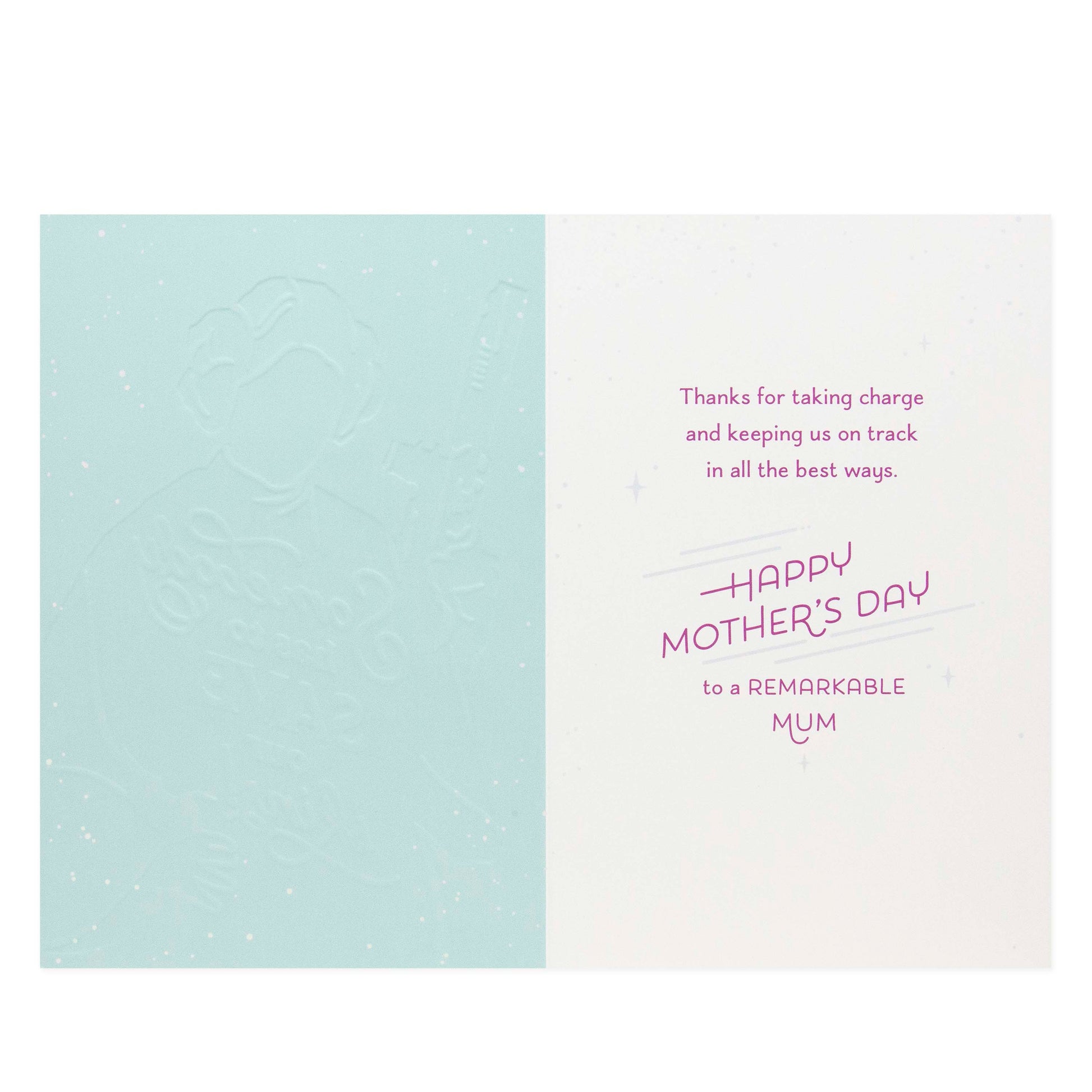 Hallmark Star Wars Mother's Day Card - Princess Leia inside view with embossed design and heartfelt message for Mum