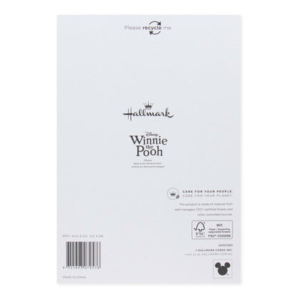 Hallmark Disney Winnie the Pooh Mother's Day Card - Someone Special back view with recycling instructions and brand logos.