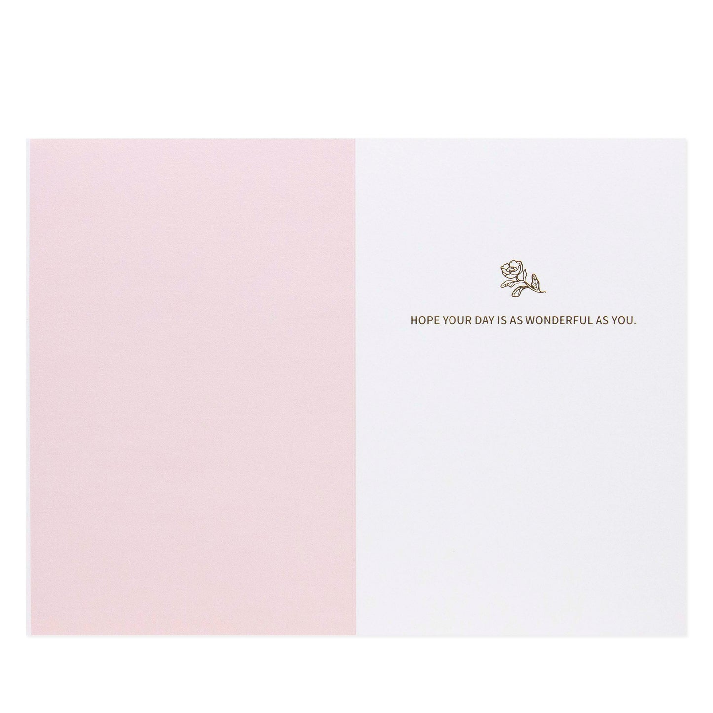 Hallmark Signature Mother's Day Card - Wonderful As You inside view, featuring a pink and white design with gold foil rose illustration.