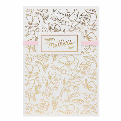 Hallmark Signature Mother's Day Card - Wonderful As You with gold foil highlights and floral illustrations, featuring a pink ribbon accent.