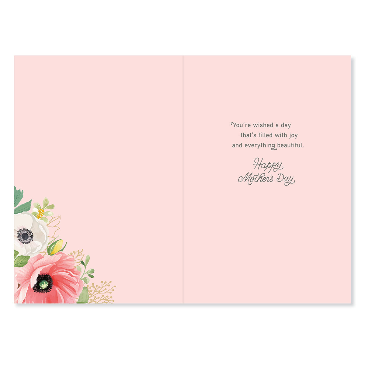 Hallmark Mother's Day Card For Grandma - Favourite Person, opened view with floral designs and heartfelt message inside in pastel colours.