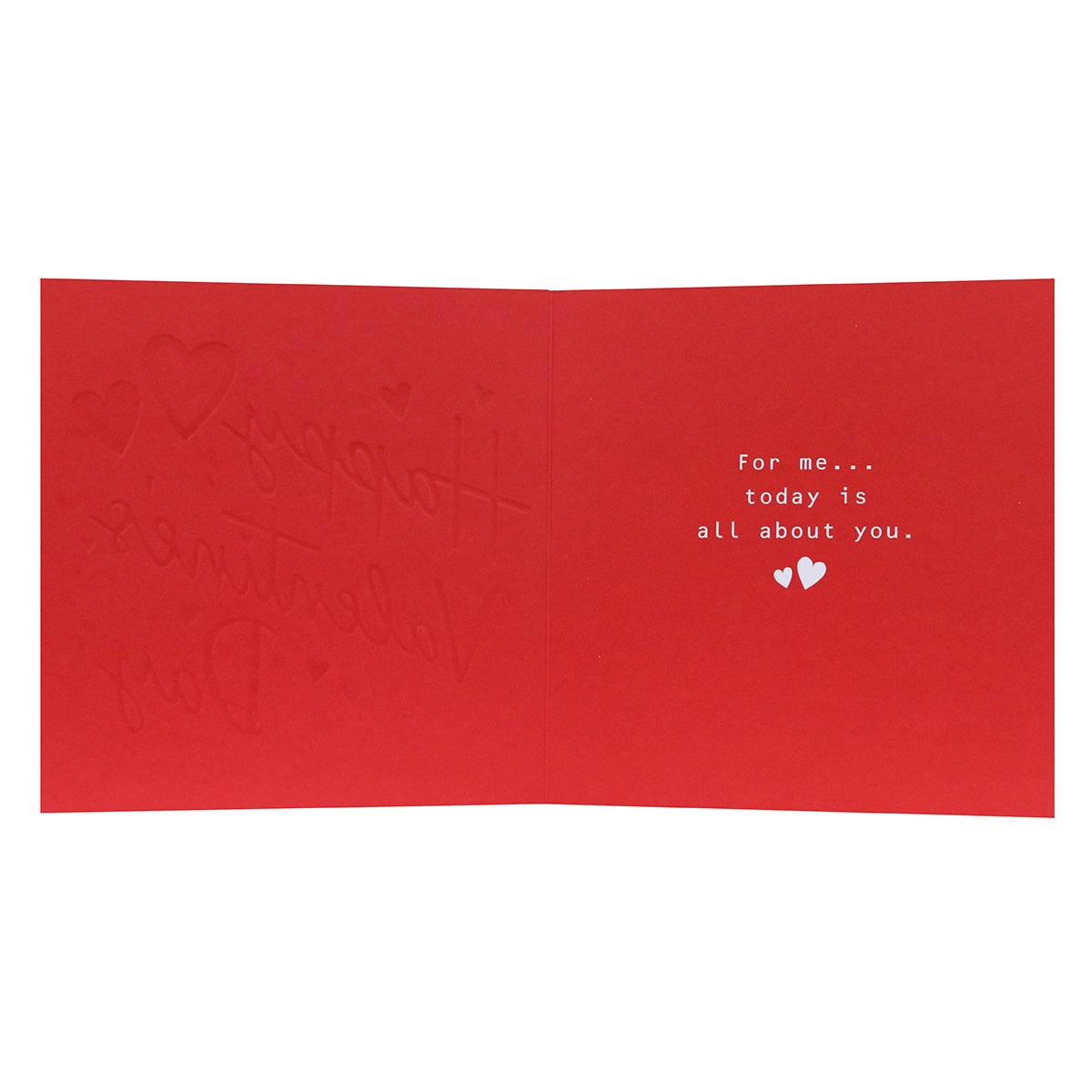 Hallmark Valentine's Day Card - Happy Valentine's Day featuring embossed red interior design with heartfelt message and decorative hearts.