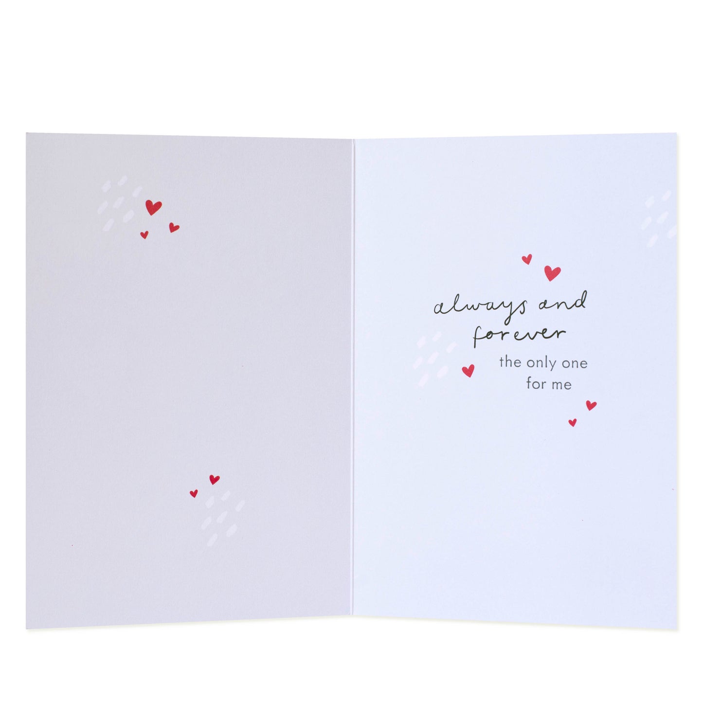 Hallmark Valentine's Day Husband Card - My Husband My Valentine open view showcasing the heartfelt message and printed hearts inside.