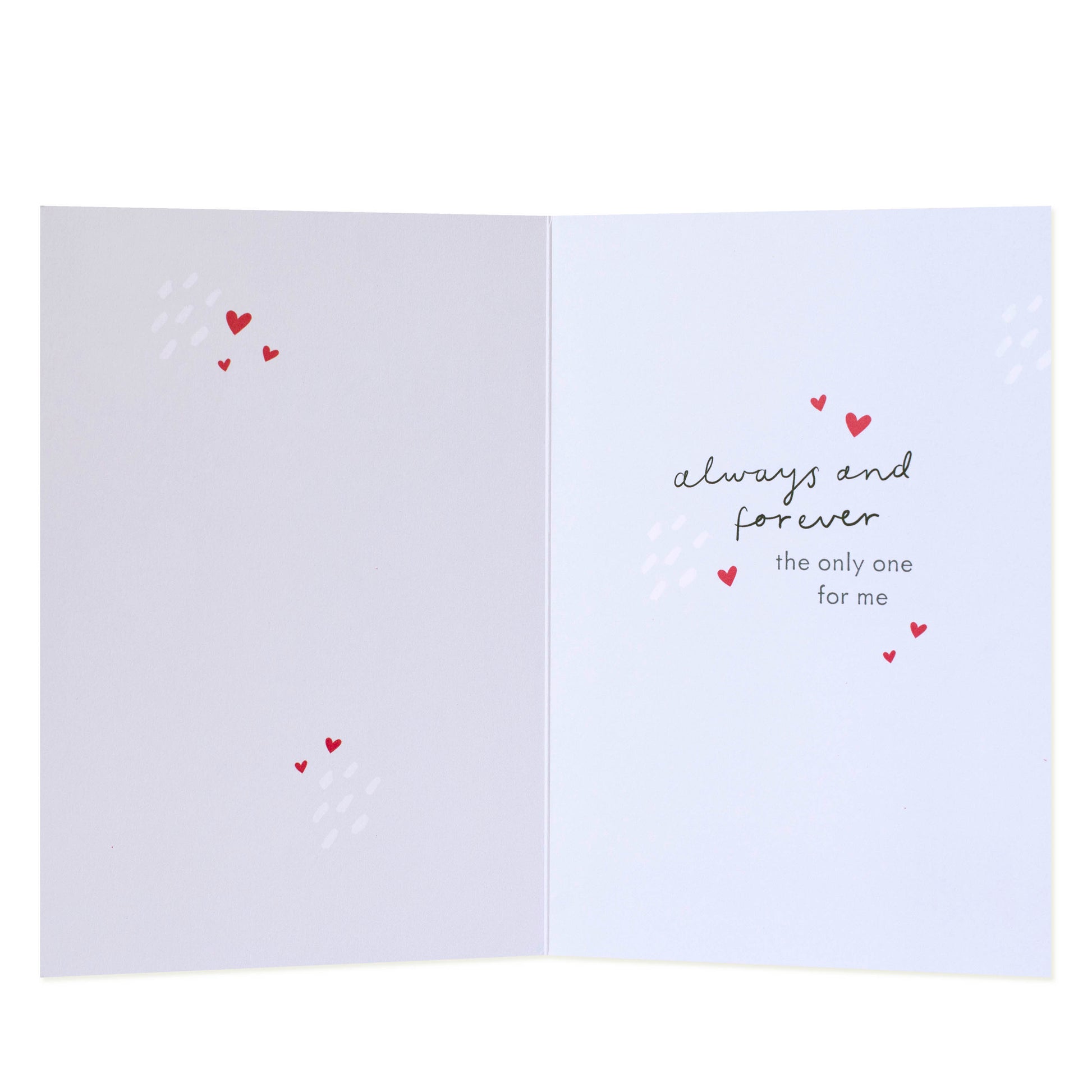 Hallmark Valentine's Day Husband Card - My Husband My Valentine open view showcasing the heartfelt message and printed hearts inside.