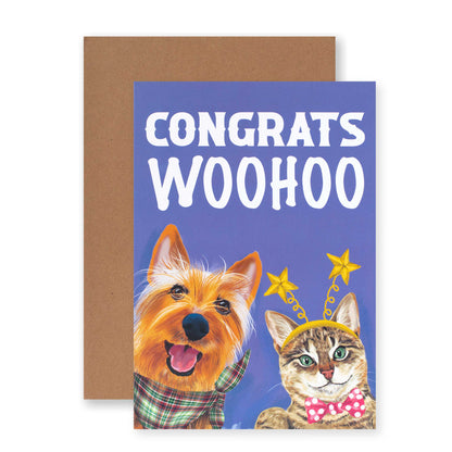 Hallmark Ozzy Oddities Congratulations Card - Cat & Dog