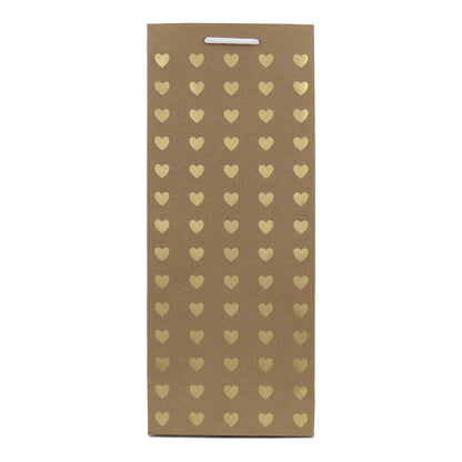 Hallmark Bottle Bag - Kraft & Gold Hearts