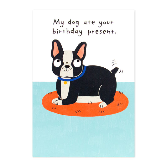 Hallmark Shoebox Birthday Card - Dog Ate Your Present