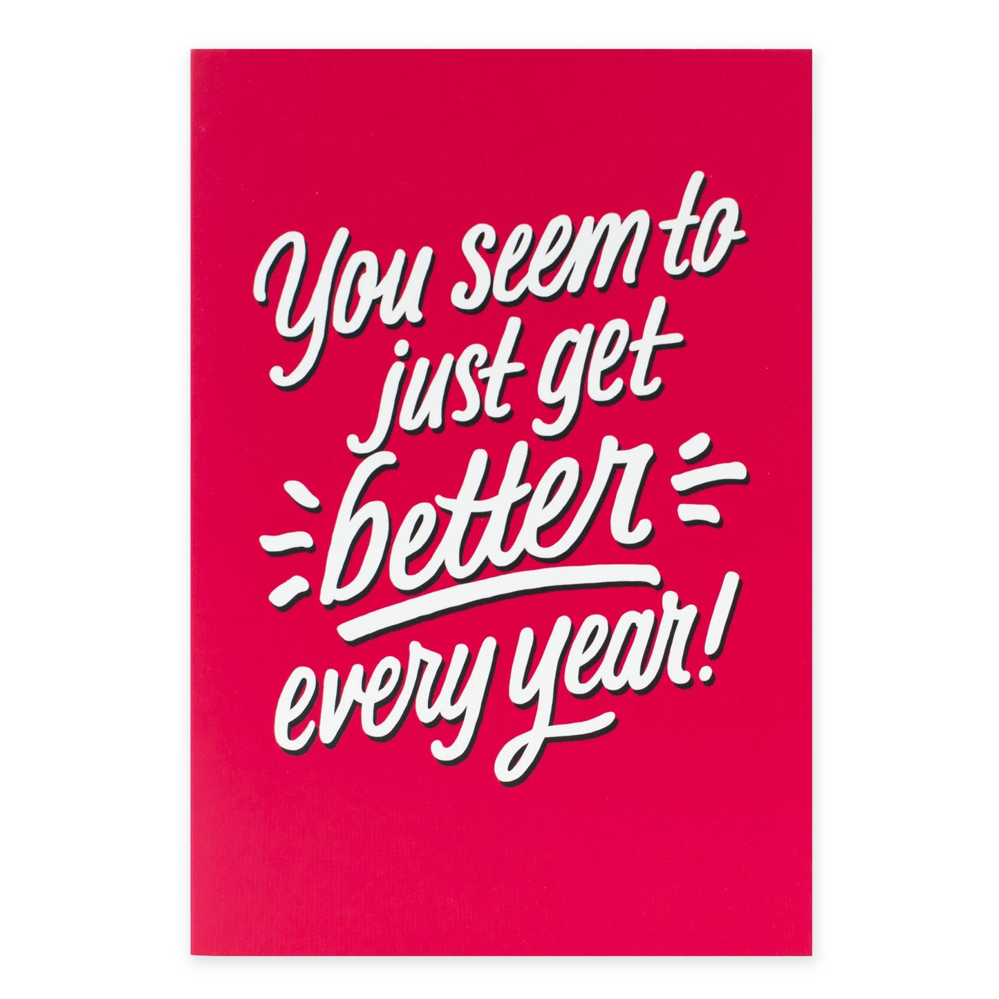 Hallmark Shoebox Birthday Card - Better Every Year, vibrant pink card featuring bold white typography with fun message.