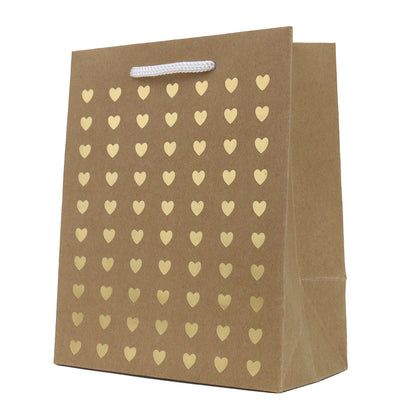 Hallmark Small Gift Bag - Kraft & Gold Hearts