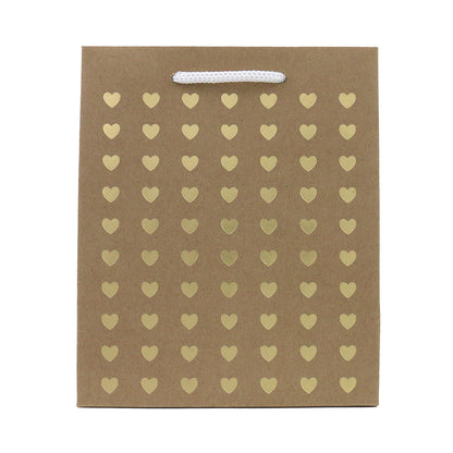 Hallmark Small Gift Bag - Kraft & Gold Hearts