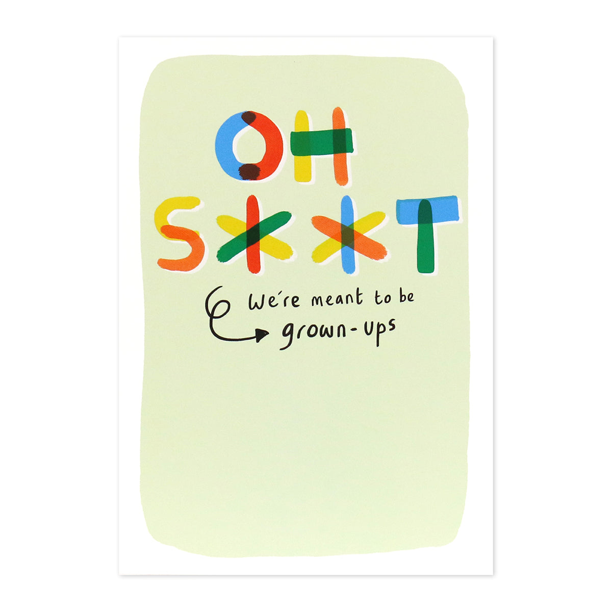 Hallmark Shoebox Birthday Card - Grown Ups, humorous design, colourful letters, blank inside for personal message.