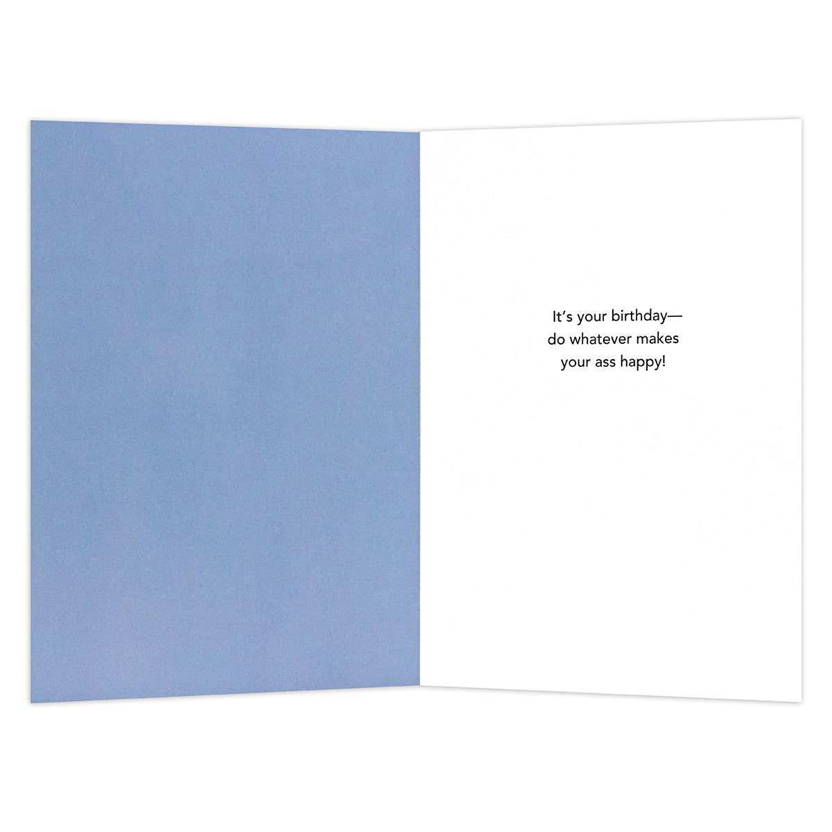 Hallmark Shoebox Birthday Card - Funny Donkey, inside view with humorous birthday message on a white background.
