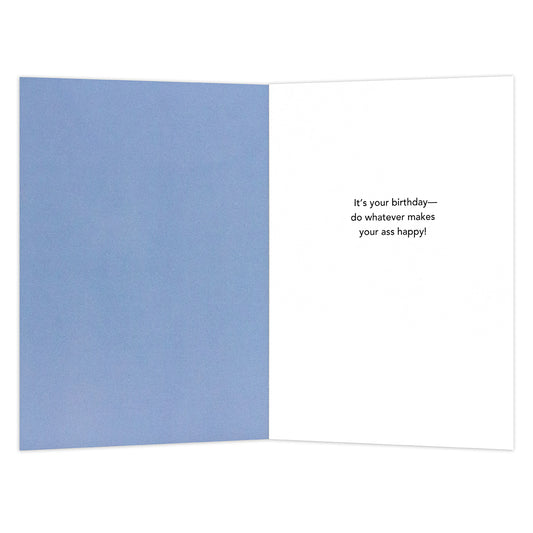 Hallmark Shoebox Birthday Card - Funny Donkey, inside view with humorous birthday message on a white background.
