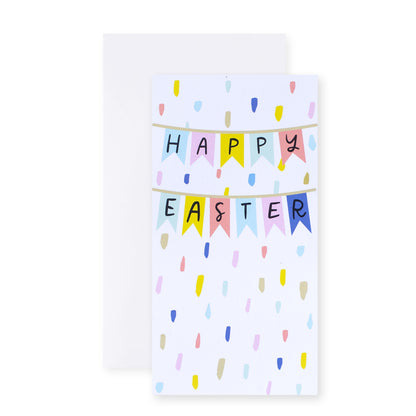 Hallmark Easter Money Wallet 4 pack - Happy Easter featuring a pastel bunting design with colourful spots on a white background.