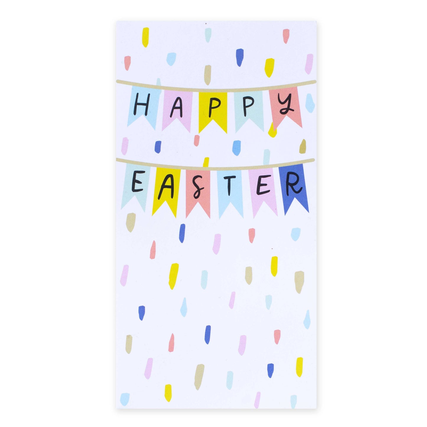 Hallmark Easter Money Wallet 4 pack - Happy Easter featuring pastel bunting design and colourful raindrop pattern.