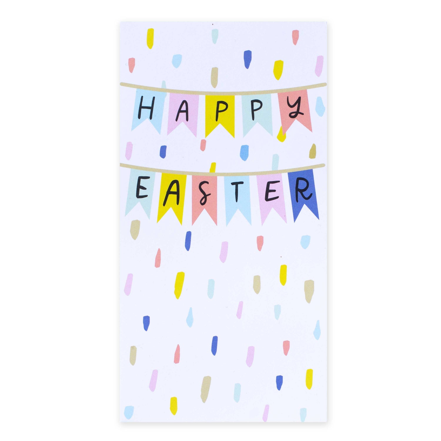 Hallmark Easter Money Wallet 4 pack - Happy Easter featuring pastel bunting design and colourful raindrop pattern.