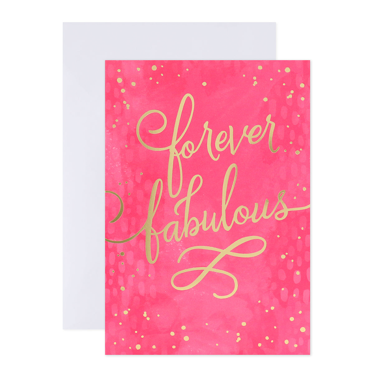 Connections from Hallmark Birthday Card - Forever Fabulous in bright pink with gold foil lettering on the front cover.
