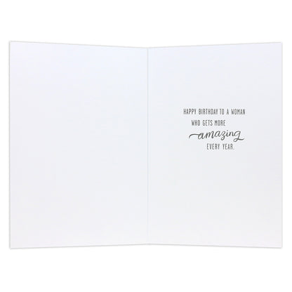 Connections from Hallmark Birthday Card - Forever Fabulous, inside view featuring birthday message in elegant script on white background.