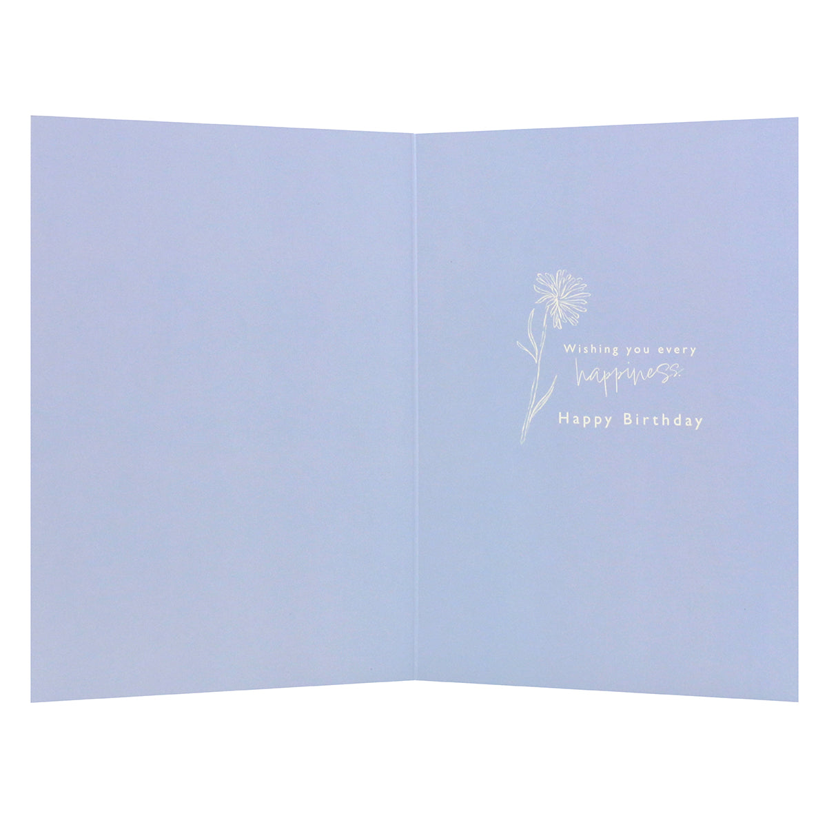 Connections from Hallmark Birthday Card - Just For You inside view featuring silver foil and sentimental message on blue background.