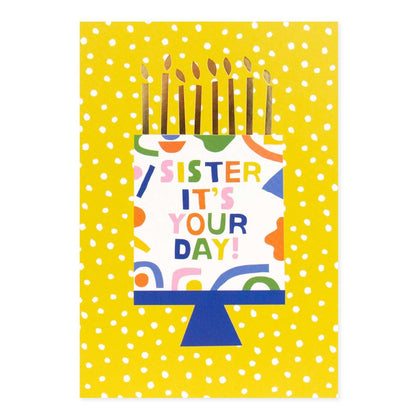Connections from Hallmark Sister Birthday Card - Colourful Cake & Candles