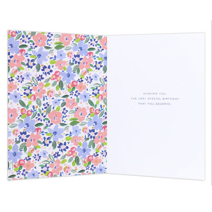 Connections from Hallmark Birthday Card For Wife - Very Special, inside view, colourful floral design, heartfelt message.