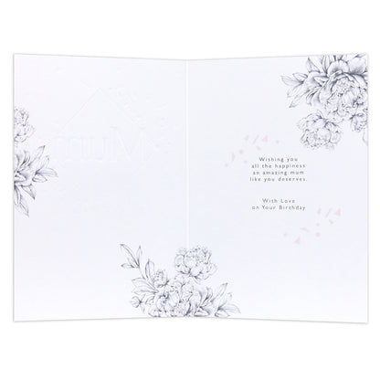 Connections from Hallmark Birthday Card For Mum - Thanks For Being Fab! open view featuring floral illustrations and heartfelt message.