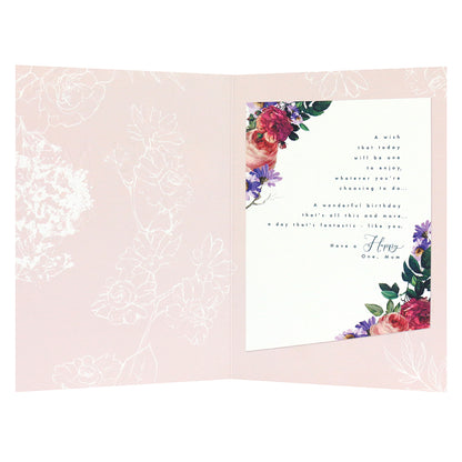 Connections from Hallmark Birthday Card For Mum - Fantastic Like You! opened view, featuring floral illustrations and heartfelt birthday message.