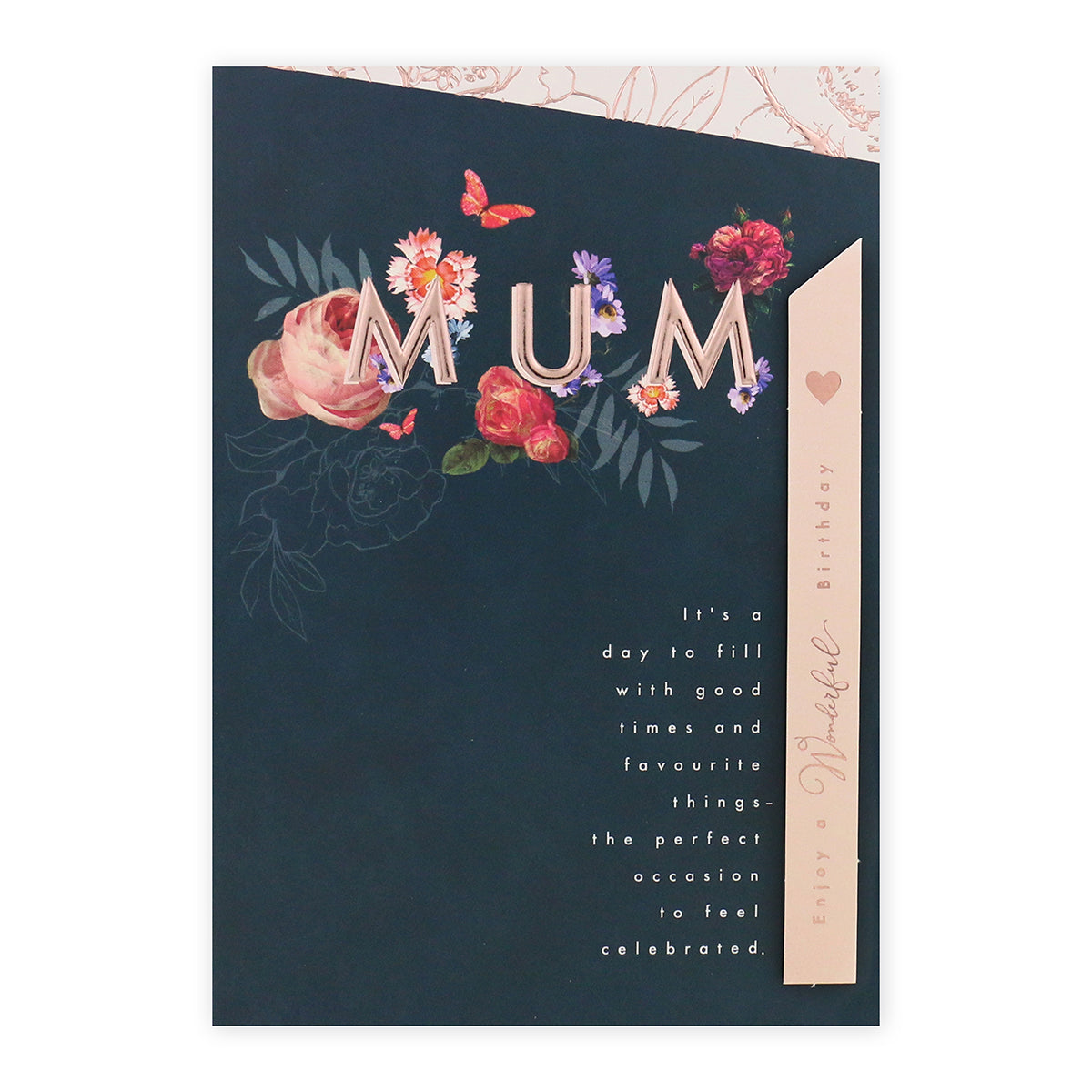 Connections from Hallmark Birthday Card For Mum - Fantastic Like You! with floral design, rose gold foil, and 3D plaque detail.