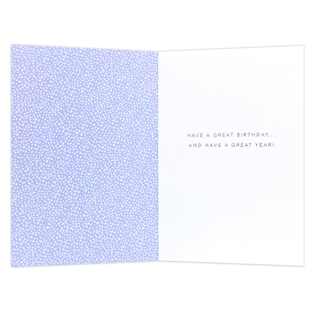 Connections from Hallmark Birthday Card - Another Year, Another Adventure inside view featuring purple patterned background and birthday message.