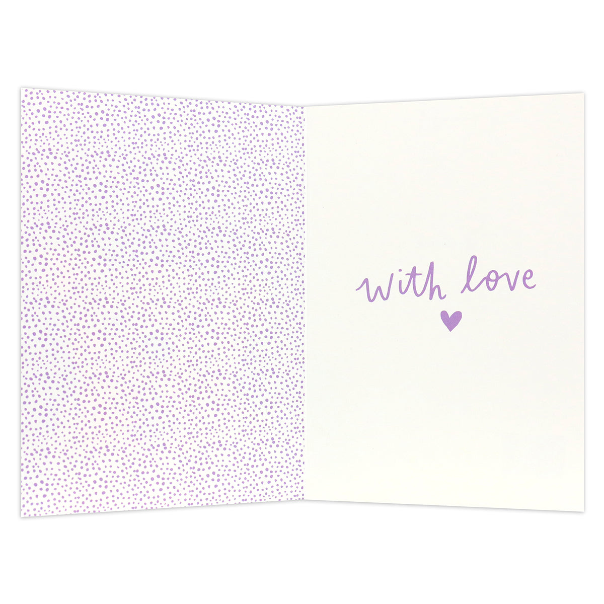 Connections from Hallmark Birthday Card - Big Bear Hugs, inside view with purple polka dots and message 'with love' on white background.