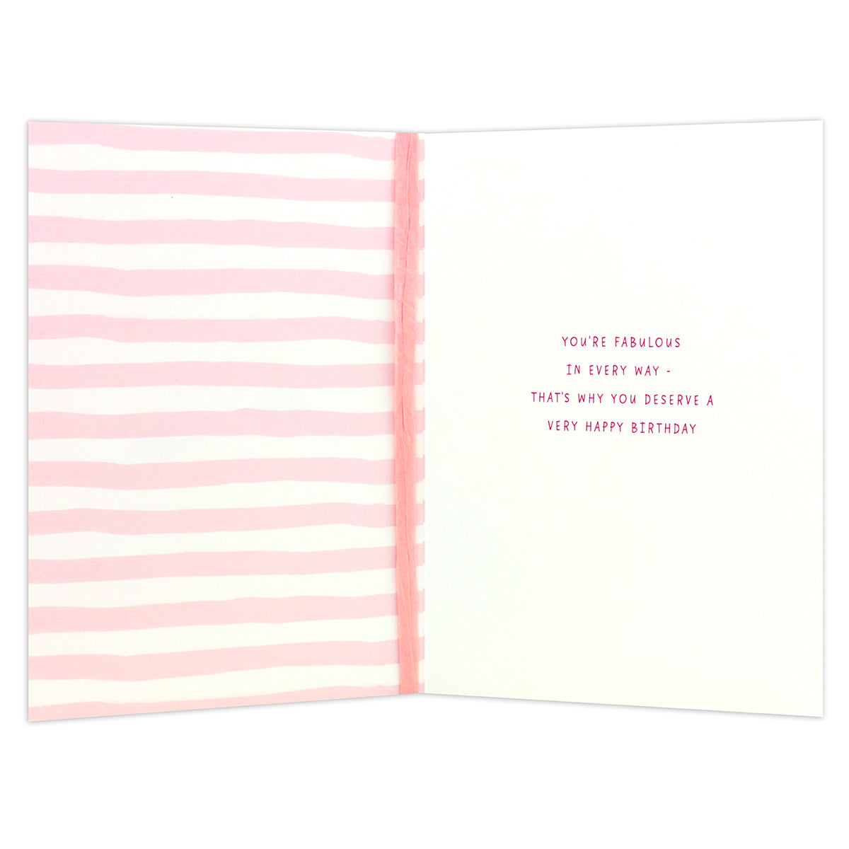 Connections from Hallmark Birthday Card For Mum - Fabulous In Every Way interior view featuring pink striped design and heartfelt birthday message.