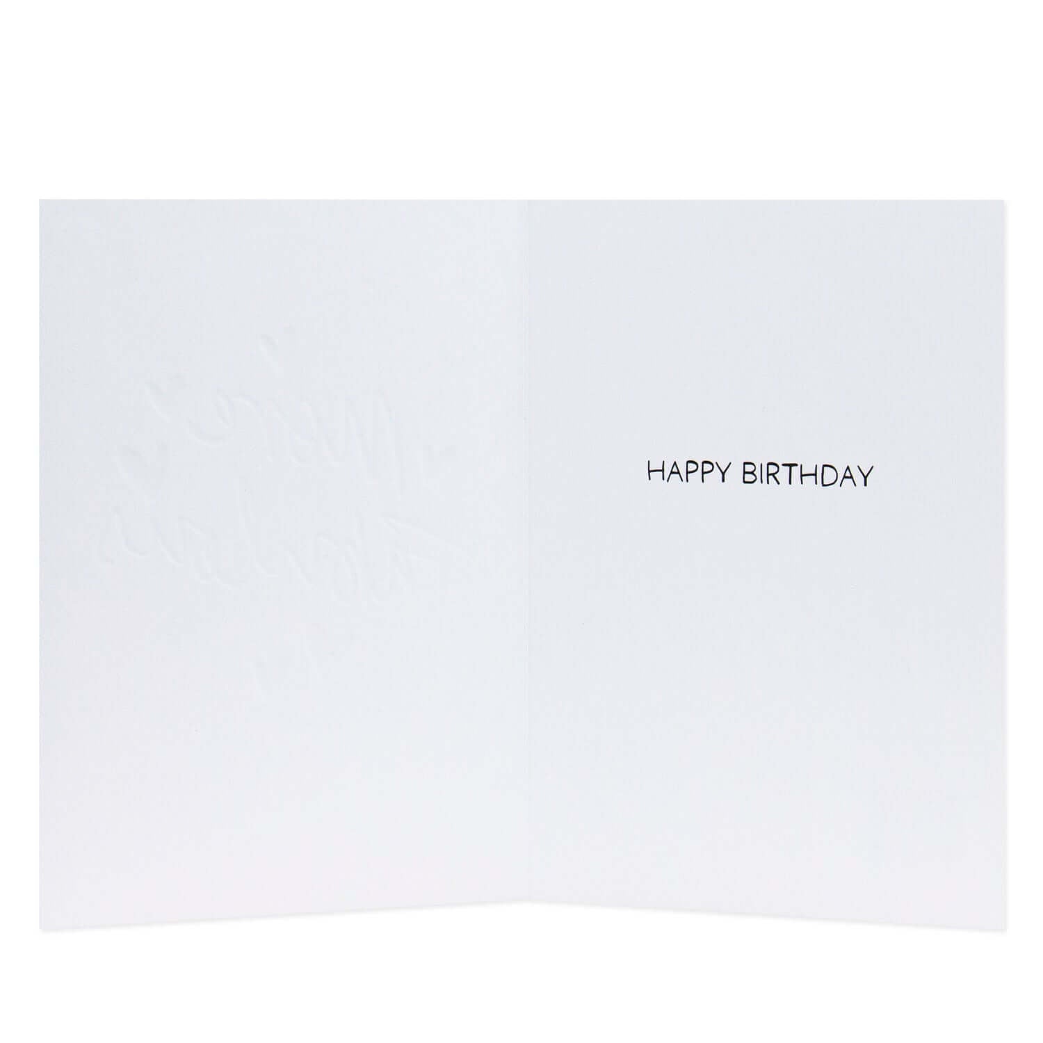 Connections from Hallmark Birthday Card - Older, Wiser & More Fabulous Than Ever, inside view, featuring embossed design and 'Happy Birthday' greeting.