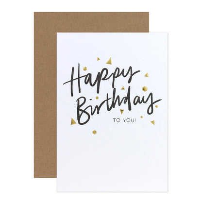 Connections from Hallmark Birthday Card - Great Day! with gold foil design and kraft envelope, showcasing 'Happy Birthday TO YOU!' message.
