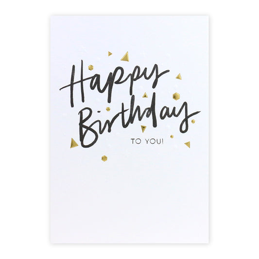 Connections from Hallmark Birthday Card - Great Day! featuring gold foil accents and triangular illustrations on a white background.
