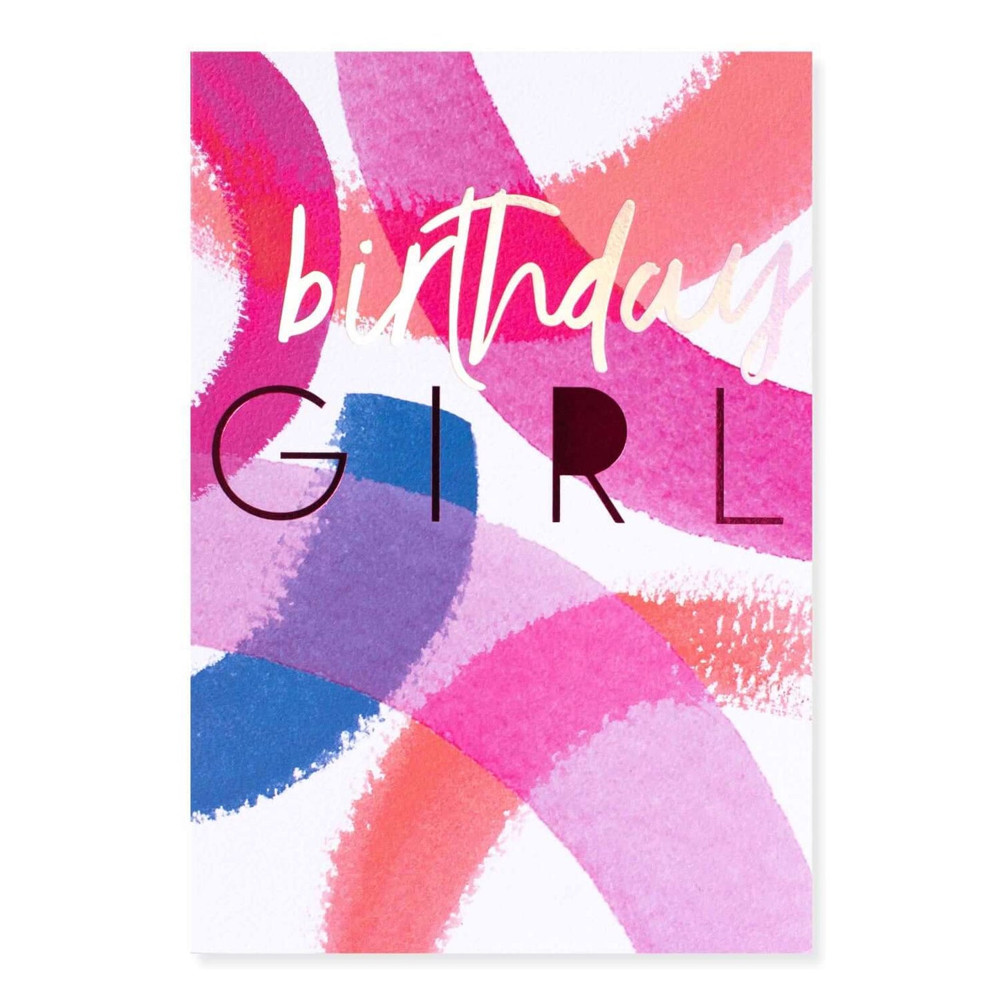 Connections from Hallmark Birthday Card - Contemporary Birthday Girl featuring colourful watercolour brushstrokes in pink and purple.