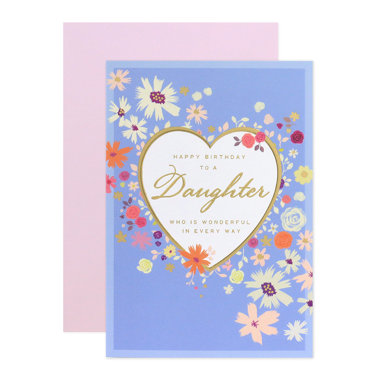 Connections from Hallmark Birthday Card For Daughter - Wonderful In Every Way, floral design, heart-shaped message, folded card front
