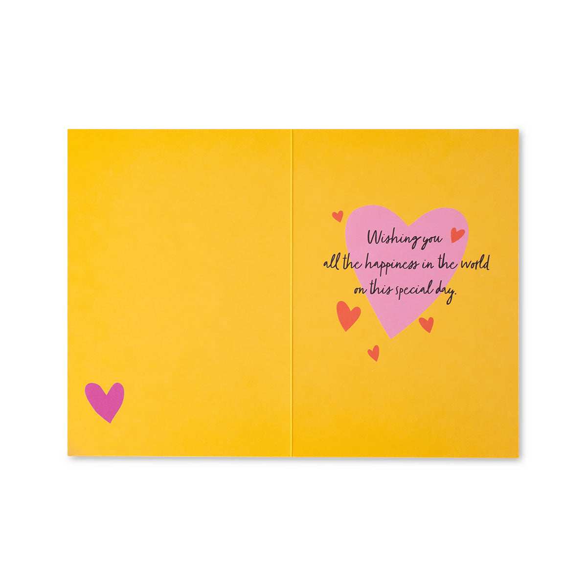 Hallmark Mother's Day Card - Nan Pink Heart, inside view featuring pink heart design and heartfelt message on vibrant yellow background.
