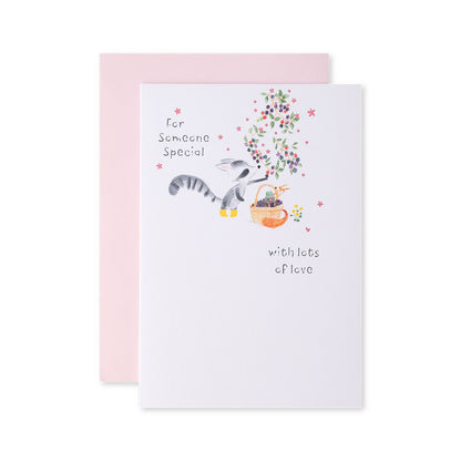 Hallmark Mother's Day Card - Someone Special featuring a racoon illustration with pink accents and heartfelt message.