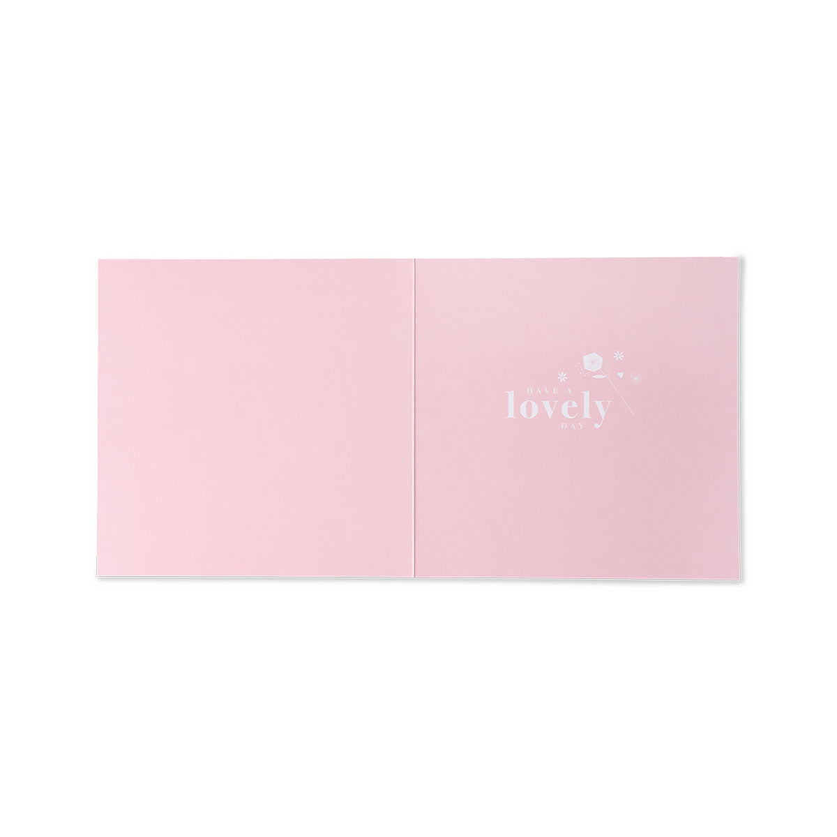Hallmark Mother's Day Card - Floral open view, featuring a baby pink design with white floral details and the word 'lovely'.