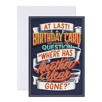 Hallmark Interactive Sound Card - Flushing Toilet, funny birthday card design featuring colourful typography and toilet paper motif.