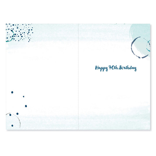 Connections from Hallmark 70th Birthday Card - 70 An unmissable opportunity to celebrate you interior, featuring blue accents and the message 'Happy 70th Birthday'.