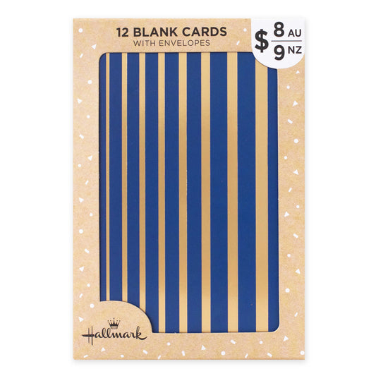 Hallmark Multipack of 12 Blank Cards - 2 designs, Gold Stripes and Silver stripes Blank Cards