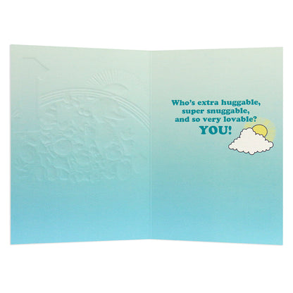 Connections from Hallmark 1st Birthday Card - Sesame Street, inside view featuring embossed design and fun text, soft blue colour