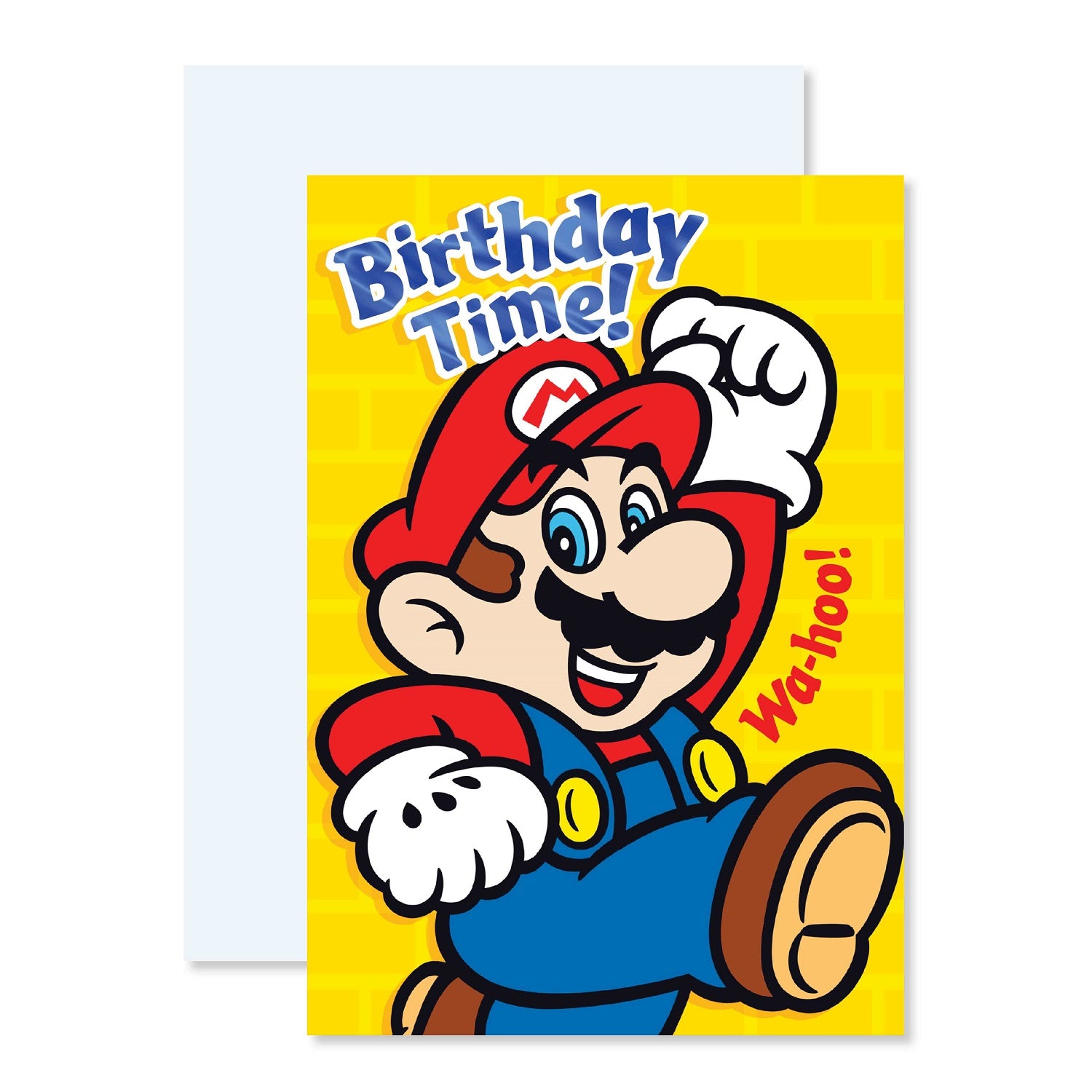 Connections from Hallmark Birthday Card - Nintendo Super Mario with vibrant yellow background and Mario character celebrating.