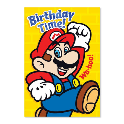 Connections from Hallmark Birthday Card - Nintendo Super Mario features colourful artwork of Mario with a cheerful birthday message on a bright yellow background.