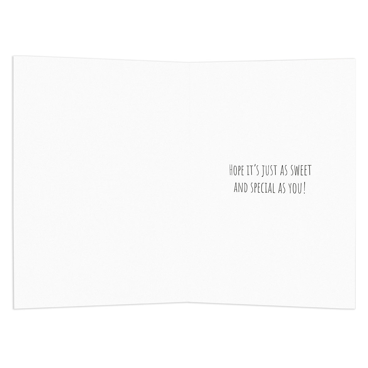 Connections from Hallmark 1st Birthday Card - Peter Rabbit How Lovely inside view with text 'Hope it's just as sweet and special as you!'. 